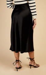 Black Satin Midi Skirt by Vogue Williams