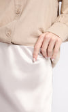 Oyster Satin Midi Skirt
