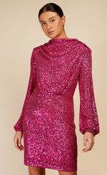 Pink Sequin Mini Dress by Vogue Williams