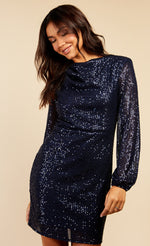Navy Sequin Mini Dress by Vogue Williams