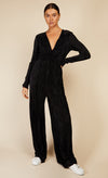 Black Plisse Jumpsuit by Vogue Williams