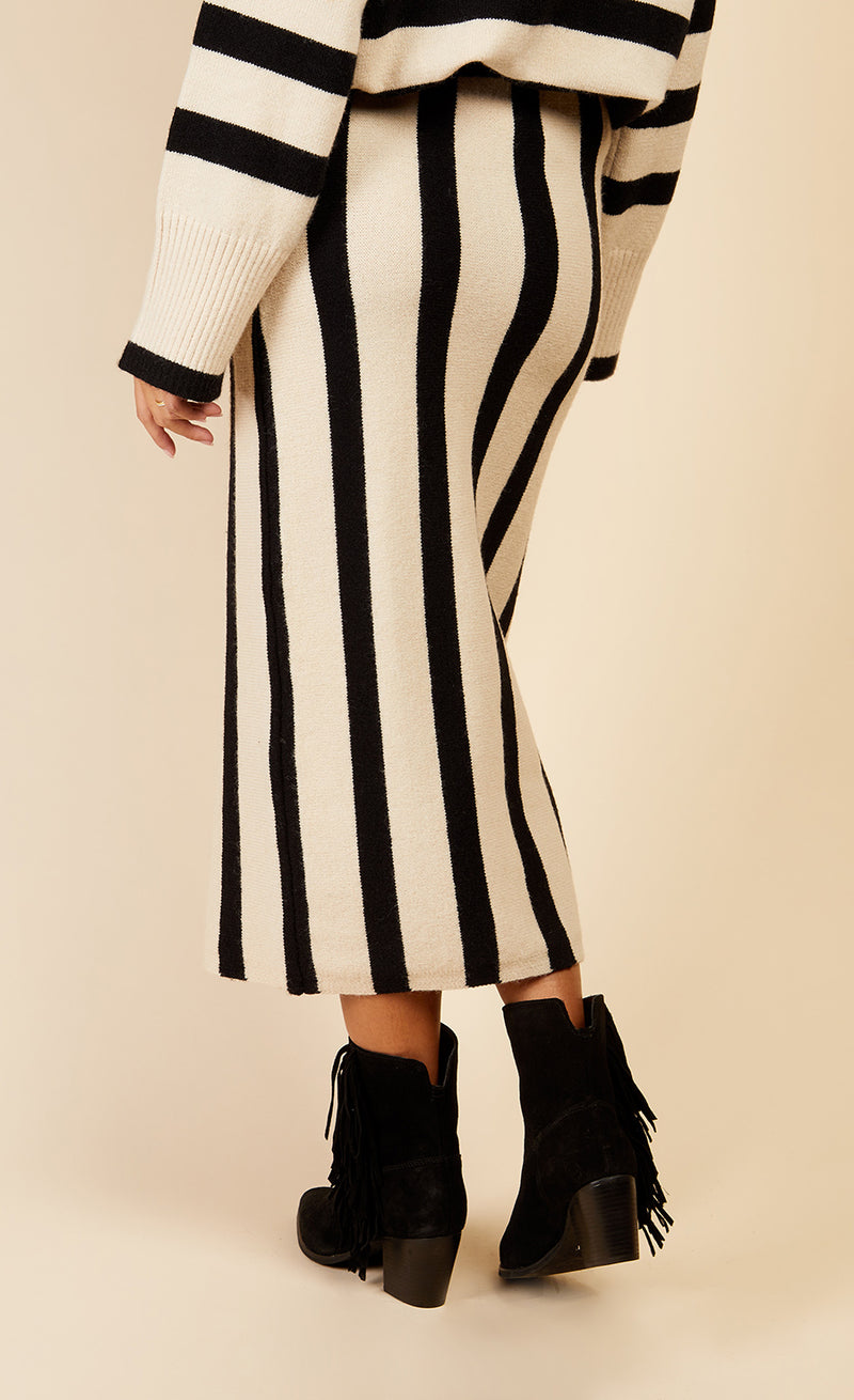 Mono Stripe Midaxi Skirt by Vogue Williams