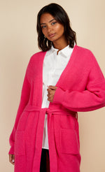 Pink Longline Knit Cardigan by Vogue Williams