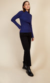 Navy Split Sleeve Rib Knit Top by Vogue Williams