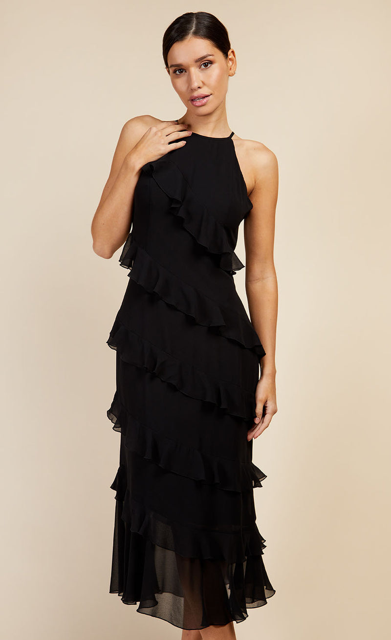 Black Frill Midaxi Dress