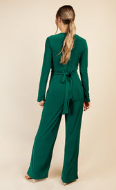 Green Crossover Detail JumpsuitOne-PiecesCrossover Detail JumpsuitLittle Mistress