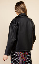 Black PU Biker Jacket by Vogue Williams