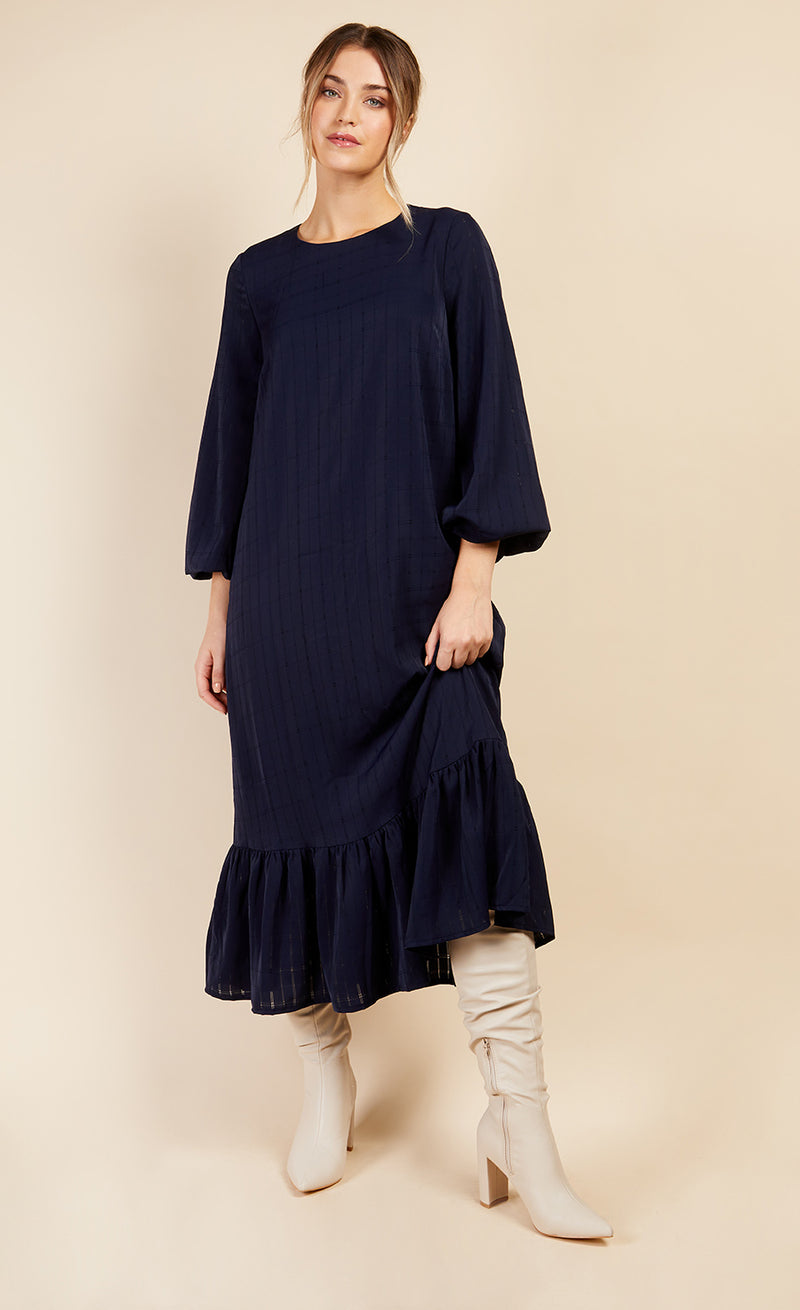 Navy Pephem Midaxi Dress by Vogue Williams