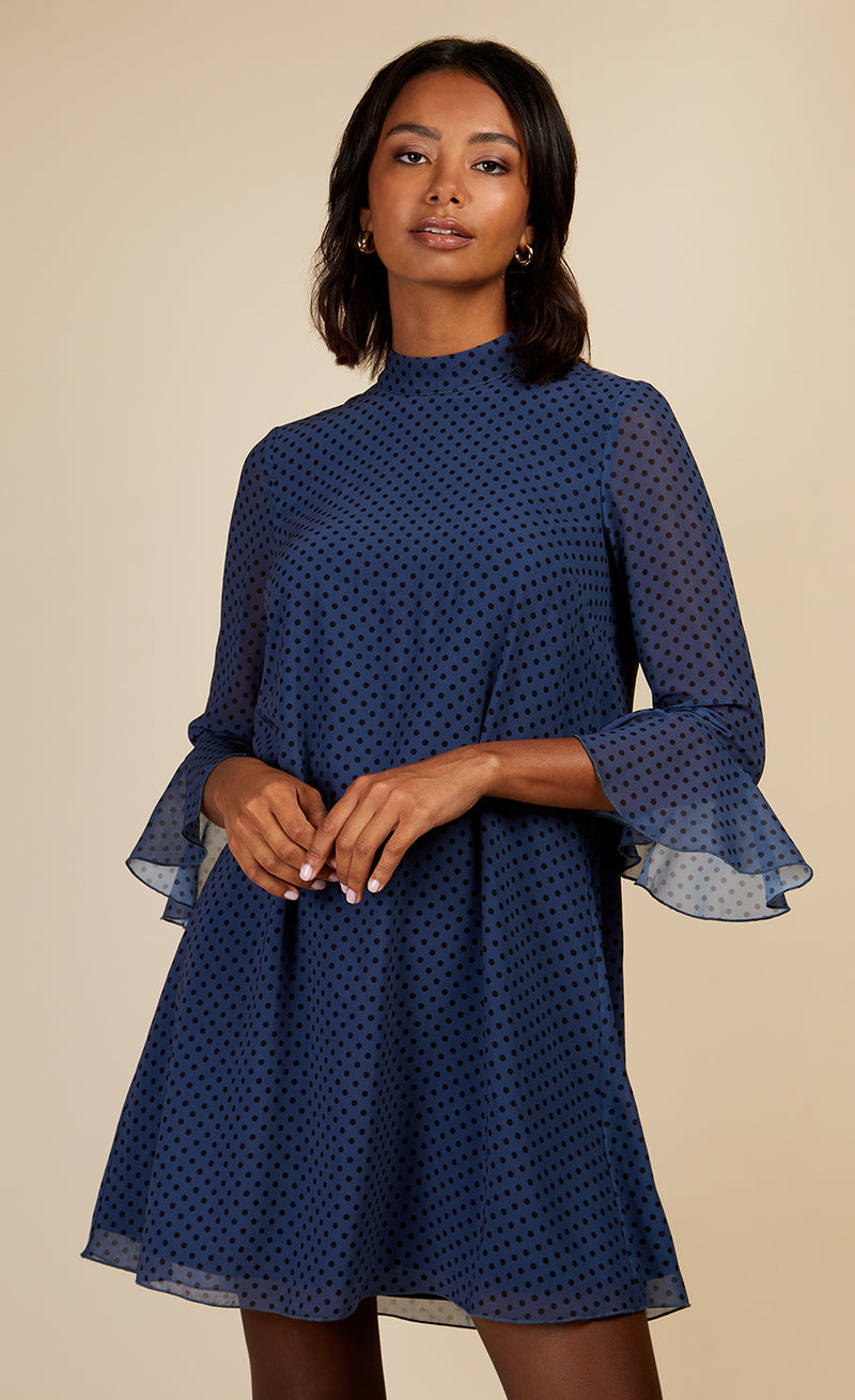 Blue Spot High Neck Mini Dress by Vogue Williams