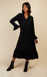 Black Button Detail Midaxi Dress by Vogue Williams