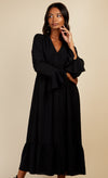 Black Button Detail Midaxi Dress by Vogue Williams