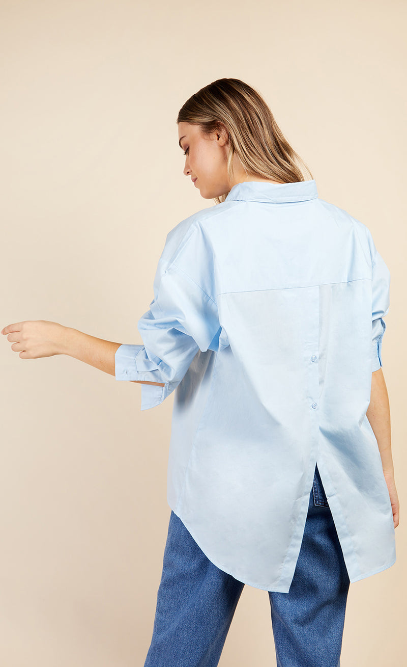 Blue Split Back Shirt by Vogue Williams