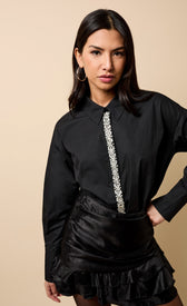 Chiara Black Embellished Trim Detail ShirtShirtsShirtLittle Mistress