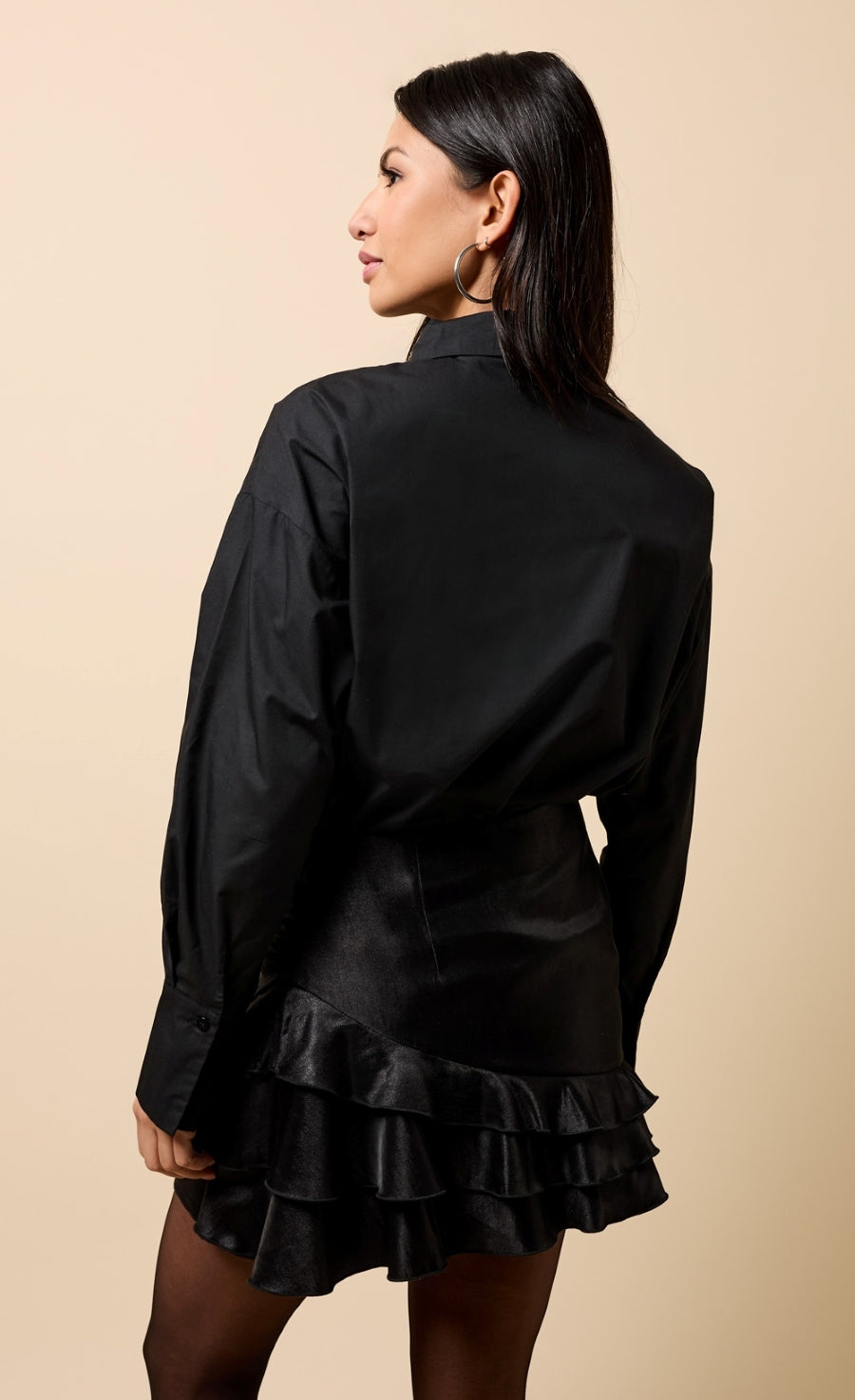 Chiara Black Embellished Trim Detail Shirt