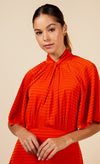 Orange Check Twist Detail Midaxi Dress