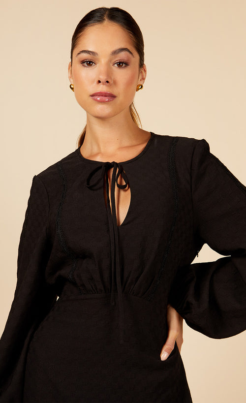 Black Tie Detail Midaxi Dress