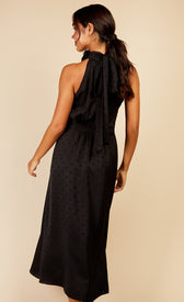 Black Spot Print Rosette Midaxi DressDressesDressesLittle Mistress