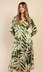 Green Print Satin Midaxi Dress by Vogue Williams