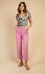 Leopard Print Scoop Neck Bodysuit by Vogue Williams