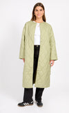 Khaki Quilted Belted Coat