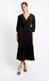 Black Mock Wrap Midaxi DressDressesMock Wrap DressLittle Mistress