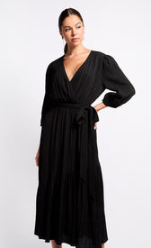 Black Mock Wrap Midaxi DressDressesMock Wrap DressLittle Mistress