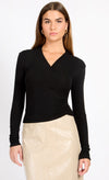 Black Mock Wrap Top
