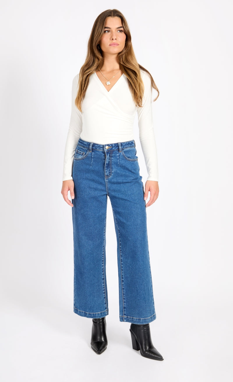 Cream Mock Wrap Top