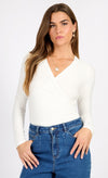 Cream Mock Wrap Top