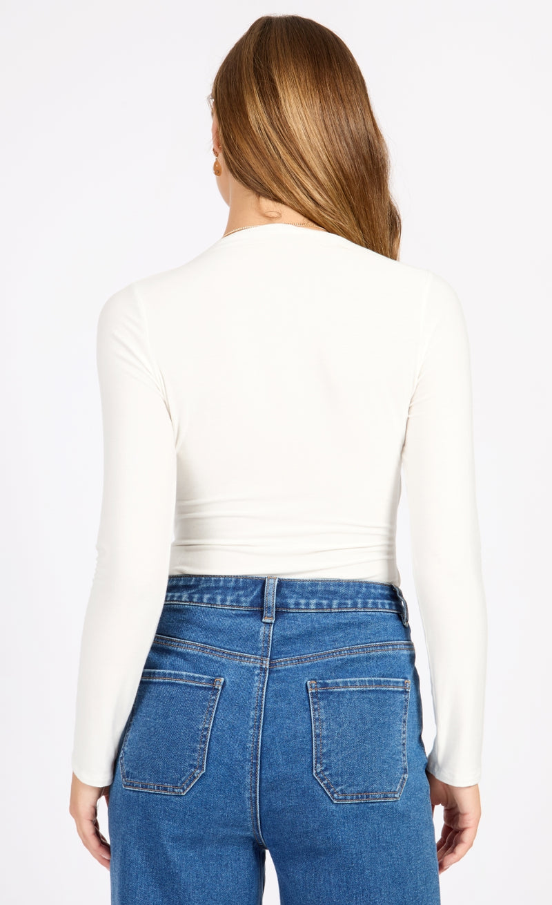Cream Mock Wrap Top