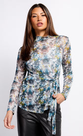 Printed Mesh Draped TopClothing TopsTopLittle Mistress