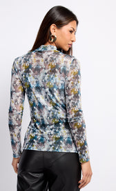 Printed Mesh Draped TopClothing TopsTopLittle Mistress