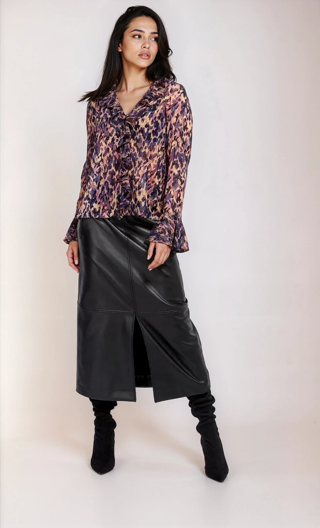 Animal Print Frill Top