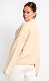 Oatmeal Knit Keyhole TopSweatersJumperLittle Mistress