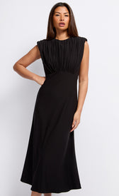 Black Gathered Detail Midaxi DressDressesDressesLittle Mistress