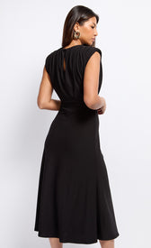 Black Gathered Detail Midaxi DressDressesDressesLittle Mistress