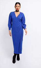 Cobalt Knit Midaxi Wrap DressDressesDressesLittle Mistress