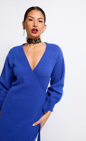 Cobalt Knit Midaxi Wrap DressDressesDressesLittle Mistress
