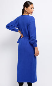 Cobalt Knit Midaxi Wrap DressDressesDressesLittle Mistress