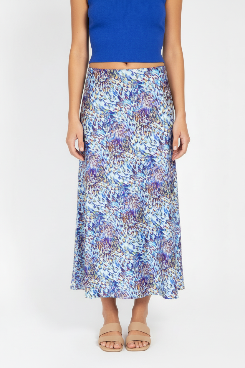 Peacock Print Midaxi Skirt