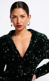 Green Sequin Velvet Mini DressDressesMini DressLittle Mistress