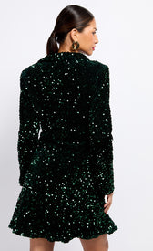 Green Sequin Velvet Mini DressDressesMini DressLittle Mistress