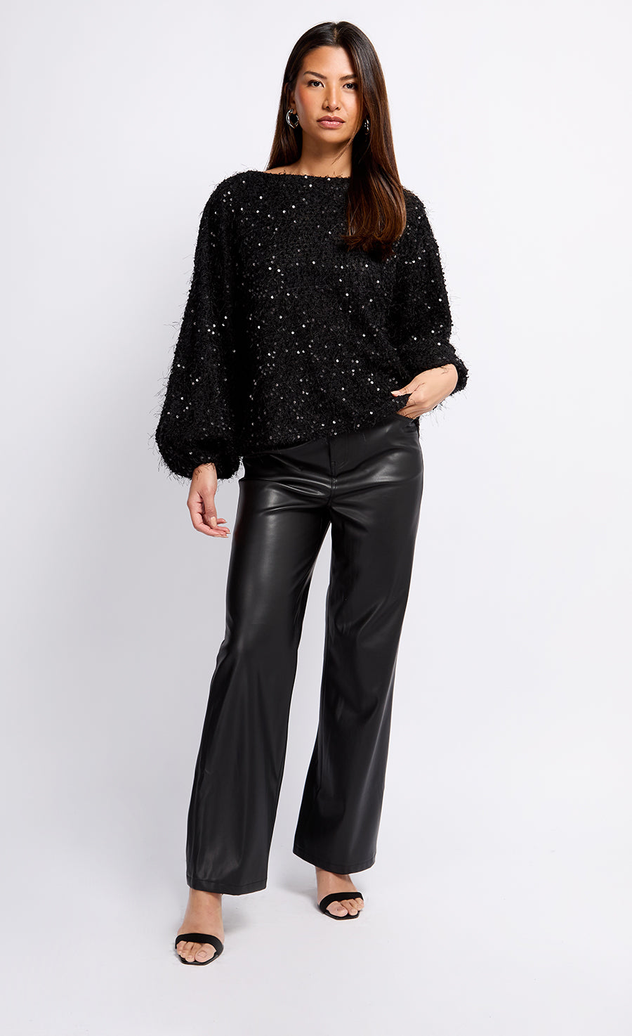 Mireille Black Sequin Fringe Jumper