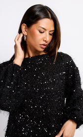 Mireille Black Sequin Fringe JumperClothing TopsJumperLittle Mistress