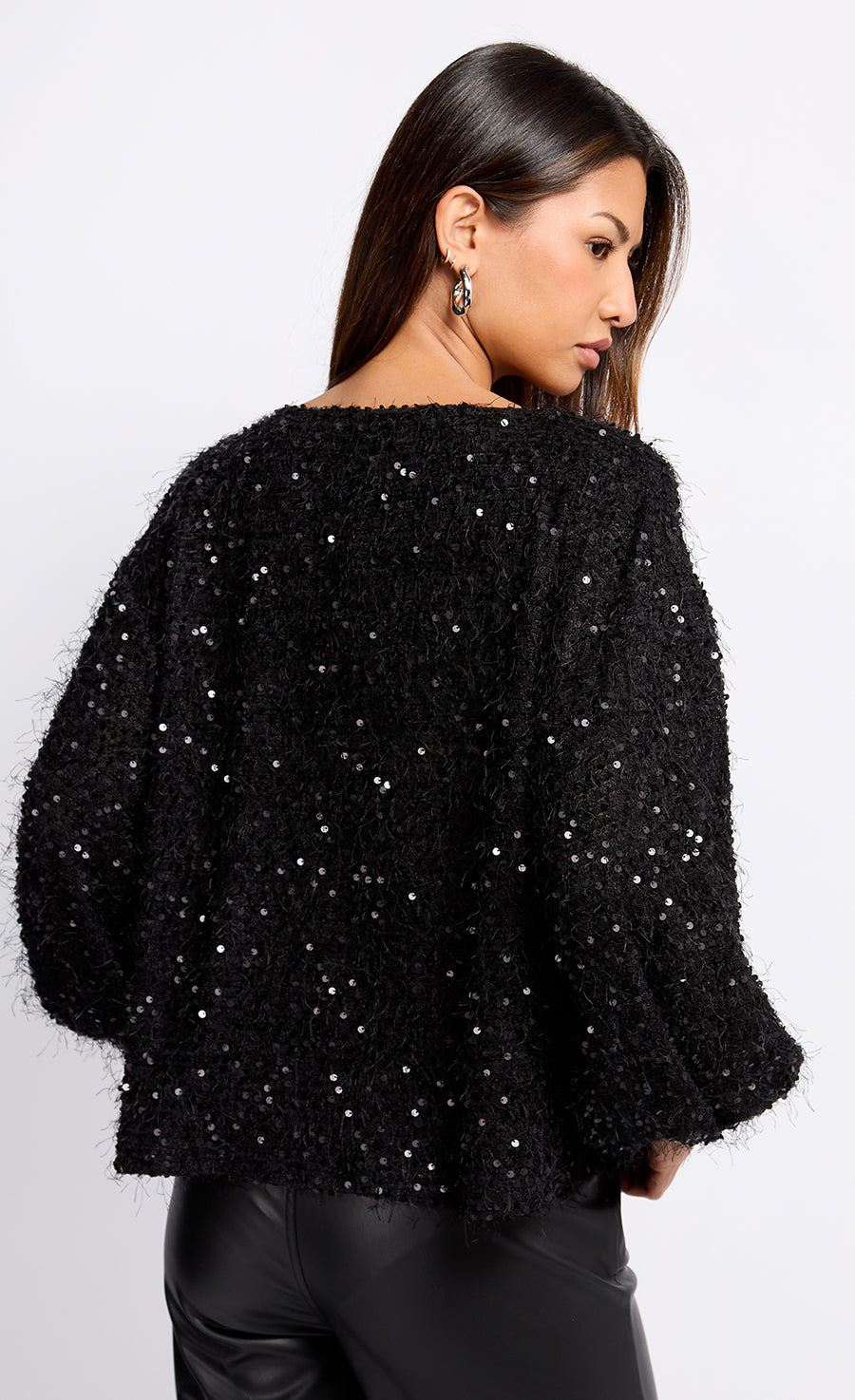Mireille Black Sequin Fringe Jumper