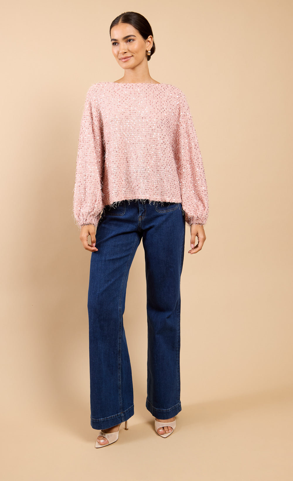 Mireille Dusty Pink Sequin Eyelash Jumper
