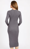 Grey Rib Knit Midaxi Bodycon Dress