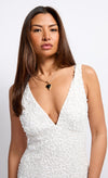 Cream Sequin Star Midaxi Dress