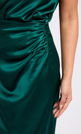 Green Satin Drape Midaxi SkirtSkirtsSlip SkirtLittle Mistress