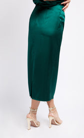 Green Satin Drape Midaxi SkirtSkirtsSlip SkirtLittle Mistress